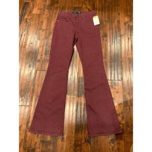Veronica Beard Burgundy Denim Beverly Skinny Flare High Rise Jeans,  Size 28